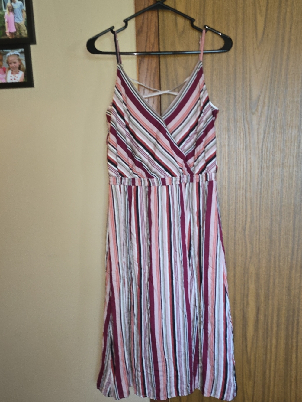 Maurices Striped Midi Dress in Pink, White, Burgundy